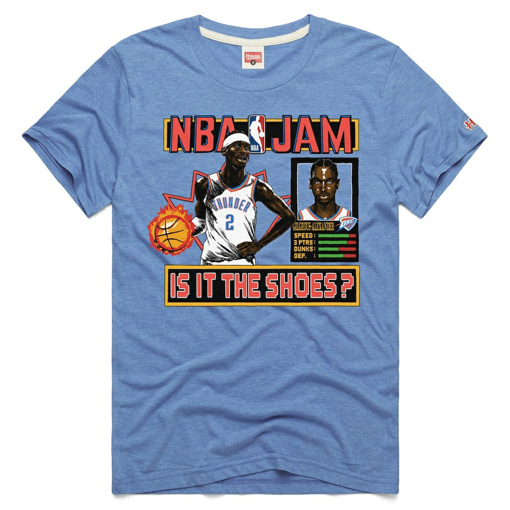 NBA - Shai Gilgeous-Alexander Oklahoma City Thunder Homage Unisex NBA Jam Tri-Blend T-Shirt - Light Blue
