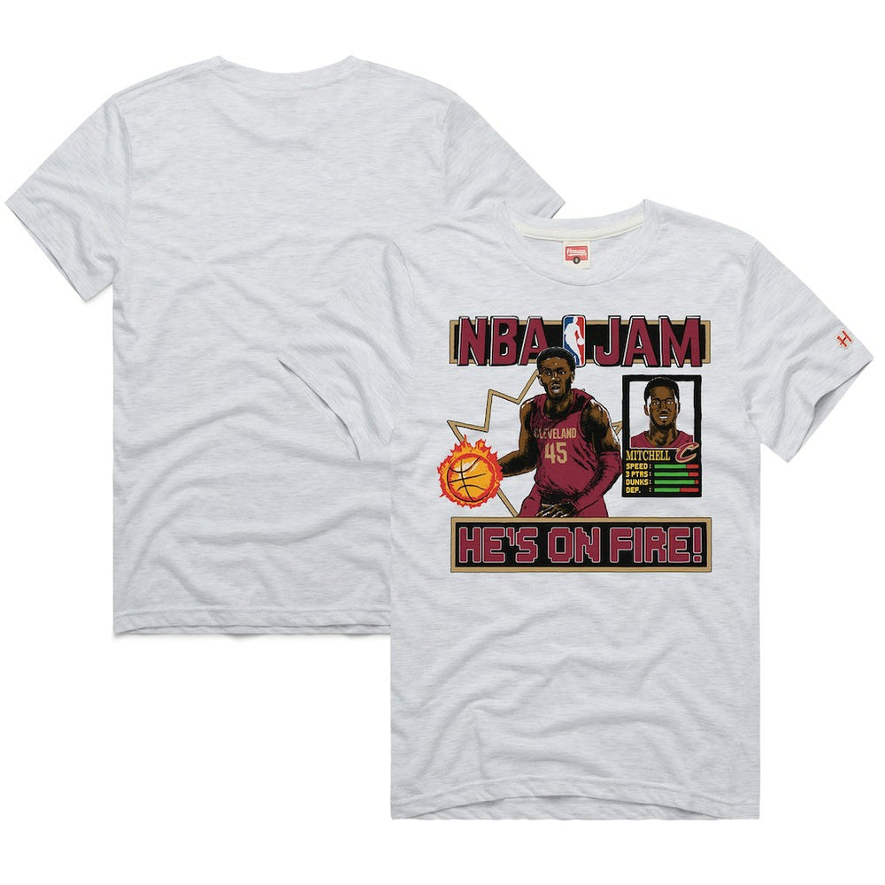 NBA - Donovan Mitchell Cleveland Cavaliers Homage Unisex NBA Jam Tri-Blend T-Shirt - Ash