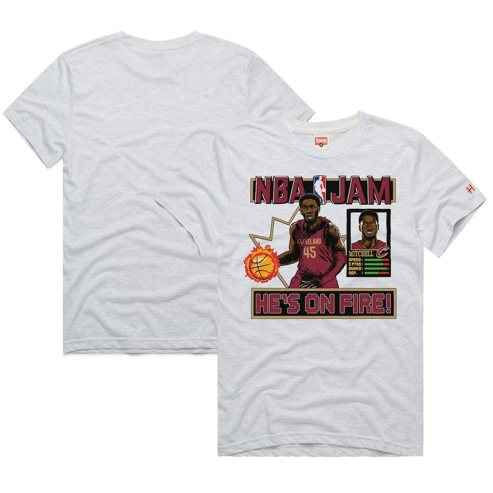 NBA - Donovan Mitchell Cleveland Cavaliers Homage Unisex NBA Jam Tri-Blend T-Shirt - Ash