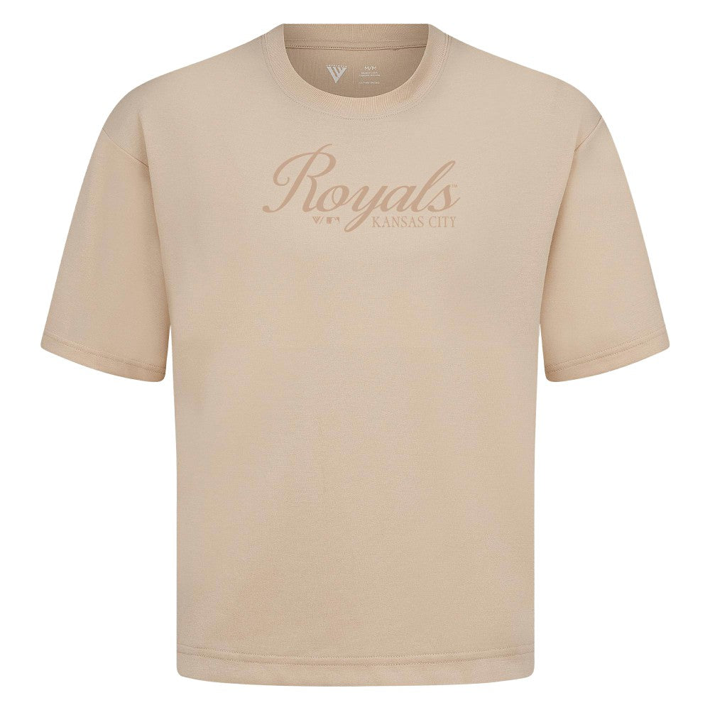 Kansas City Royals Levelwear Ethereal Oversized Luxe Signature Knit T-Shirt On Sale