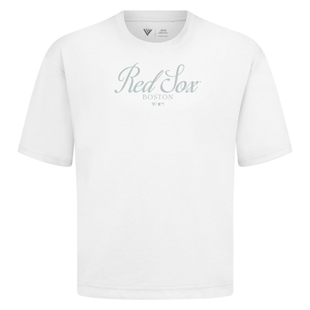 Boston Red Sox Levelwear Ethereal Oversized Luxe Signature Knit T-Shirt On Sale