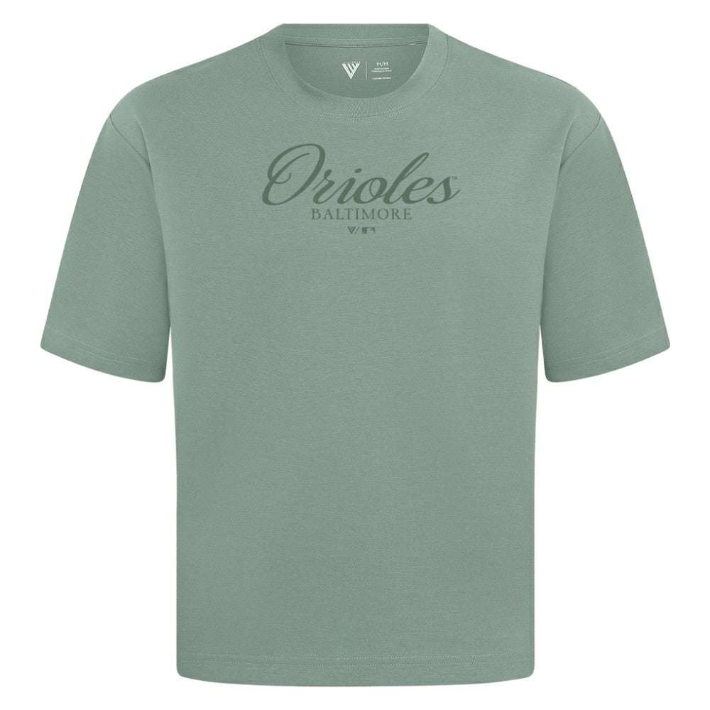 Baltimore Orioles Levelwear Ethereal Oversized Luxe Signature Knit T-Shirt Lifestyle