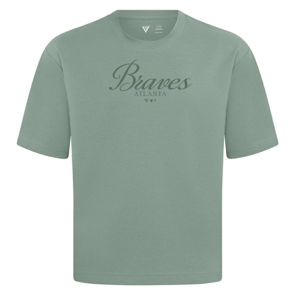 Atlanta Braves Levelwear Ethereal Oversized Luxe Signature Knit T-Shirt for sale