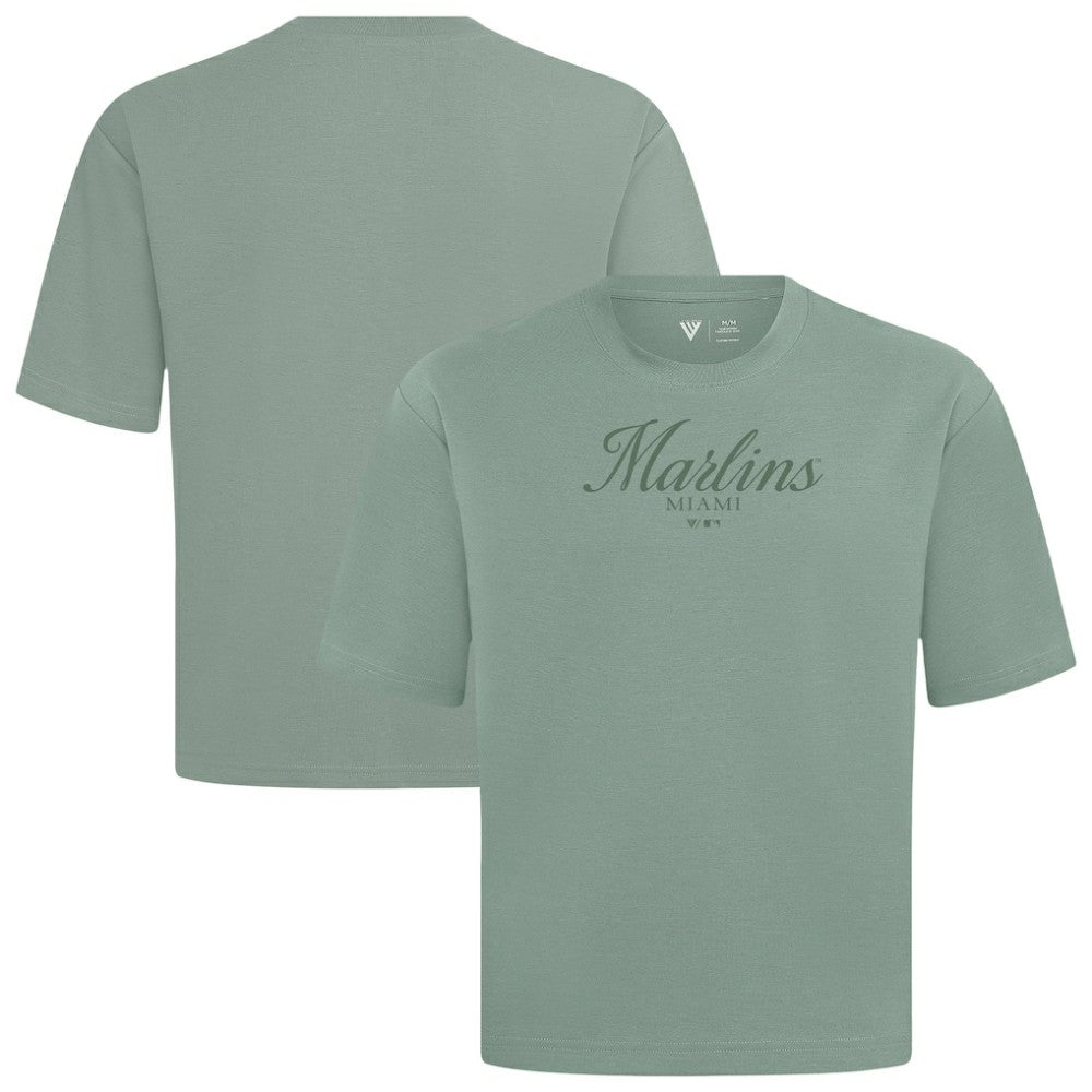 Miami Marlins Levelwear Ethereal Oversized Luxe Signature Knit T-Shirt On Sale