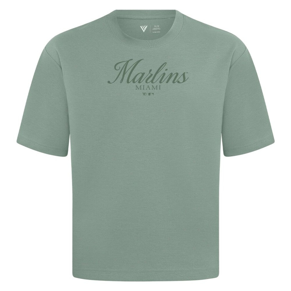 Miami Marlins Levelwear Ethereal Oversized Luxe Signature Knit T-Shirt On Sale