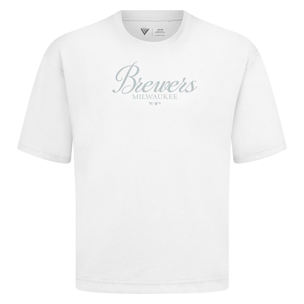 Milwaukee Brewers Levelwear Ethereal Oversized Luxe Signature Knit T-Shirt Clearance