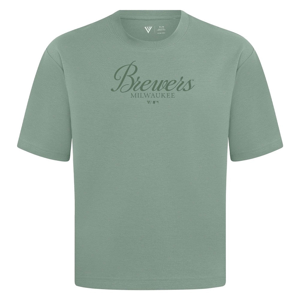 Milwaukee Brewers Levelwear Ethereal Oversized Luxe Signature Knit T-Shirt Clearance