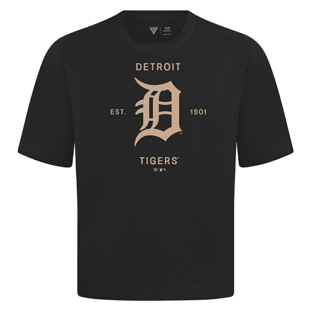 Detroit Tigers Levelwear Crossway Oversized Luxe Signature Knit T-Shirt On Sale