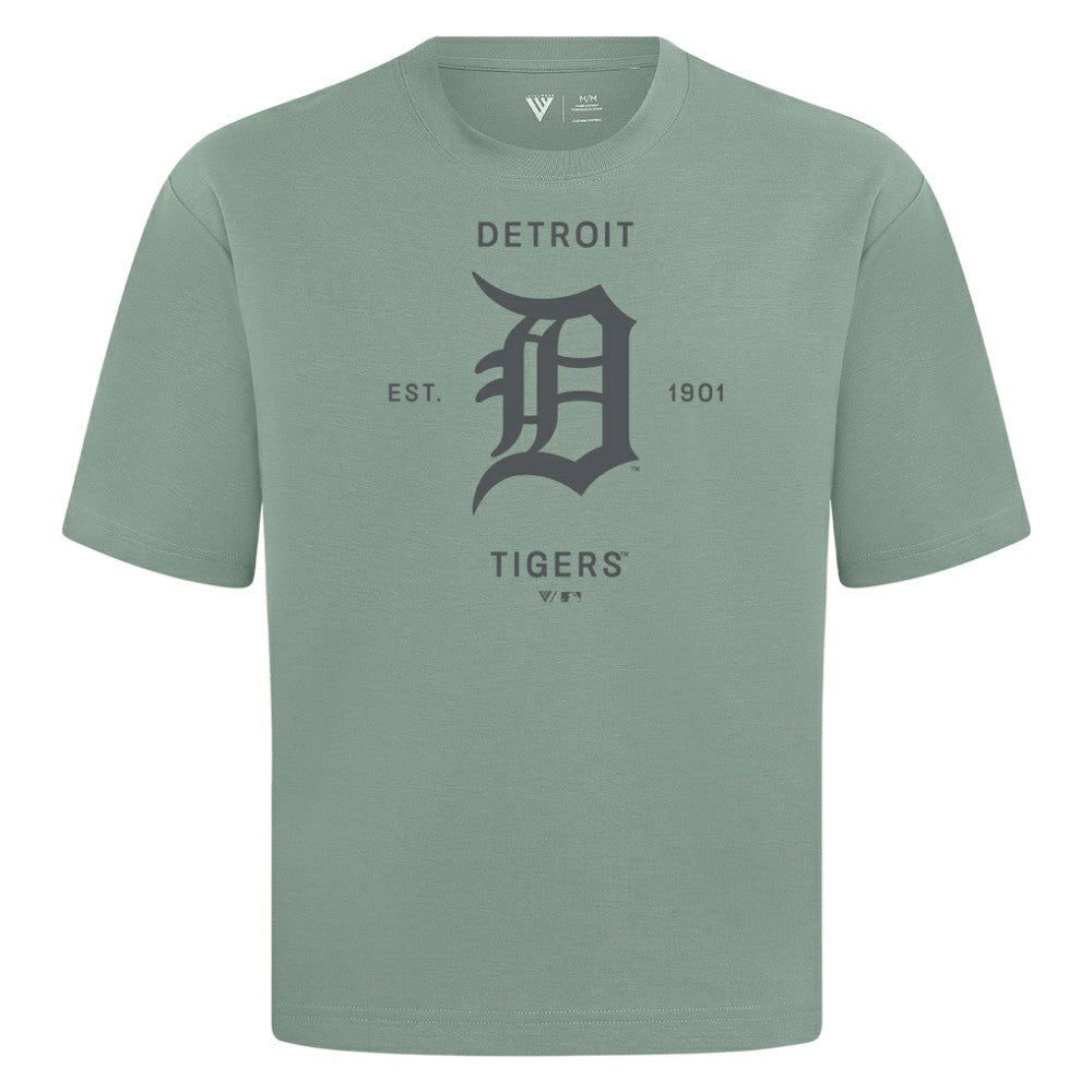 Detroit Tigers Levelwear Crossway Oversized Luxe Signature Knit T-Shirt for sale