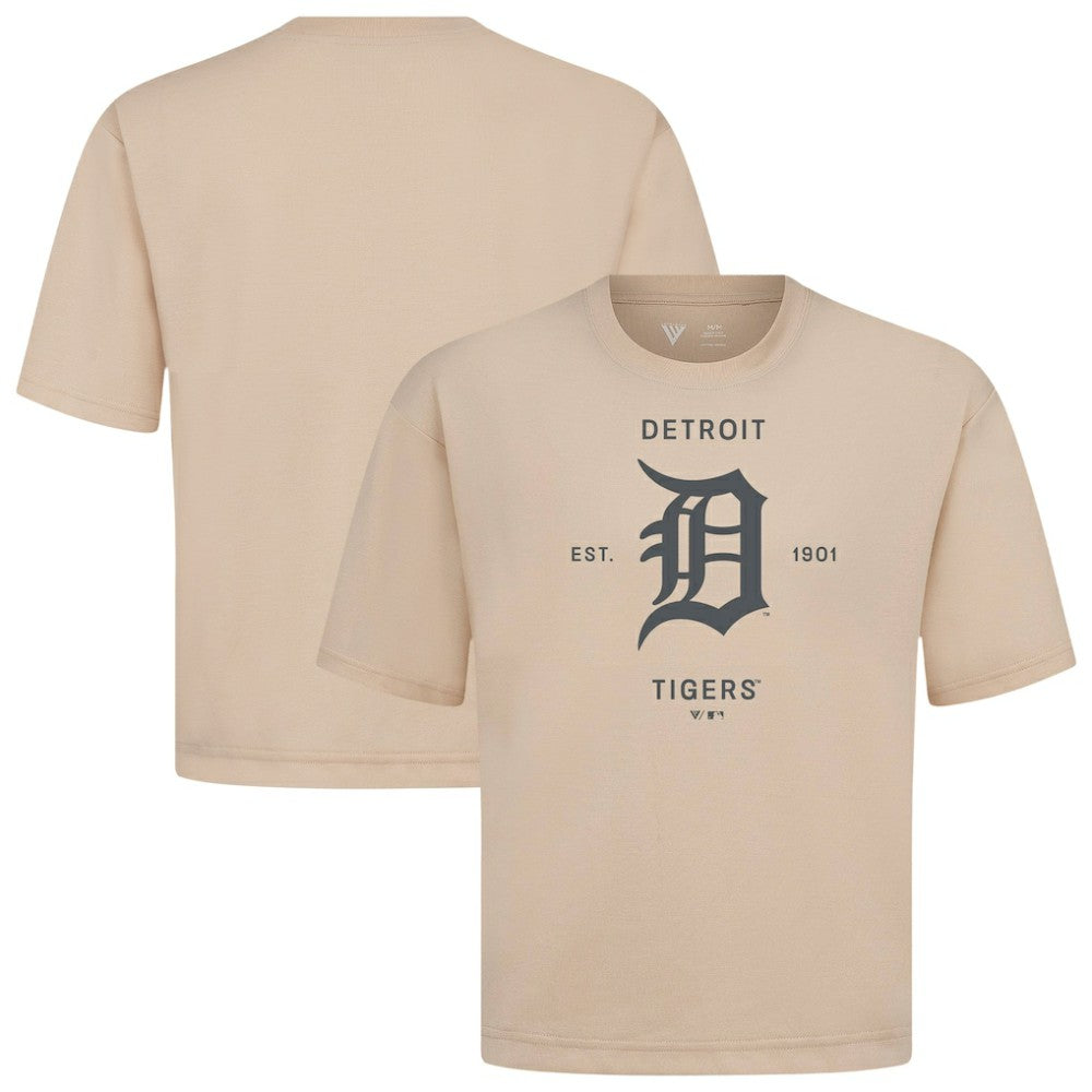 Detroit Tigers Levelwear Crossway Oversized Luxe Signature Knit T-Shirt On Sale