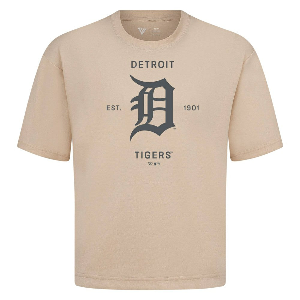 Detroit Tigers Levelwear Crossway Oversized Luxe Signature Knit T-Shirt On Sale