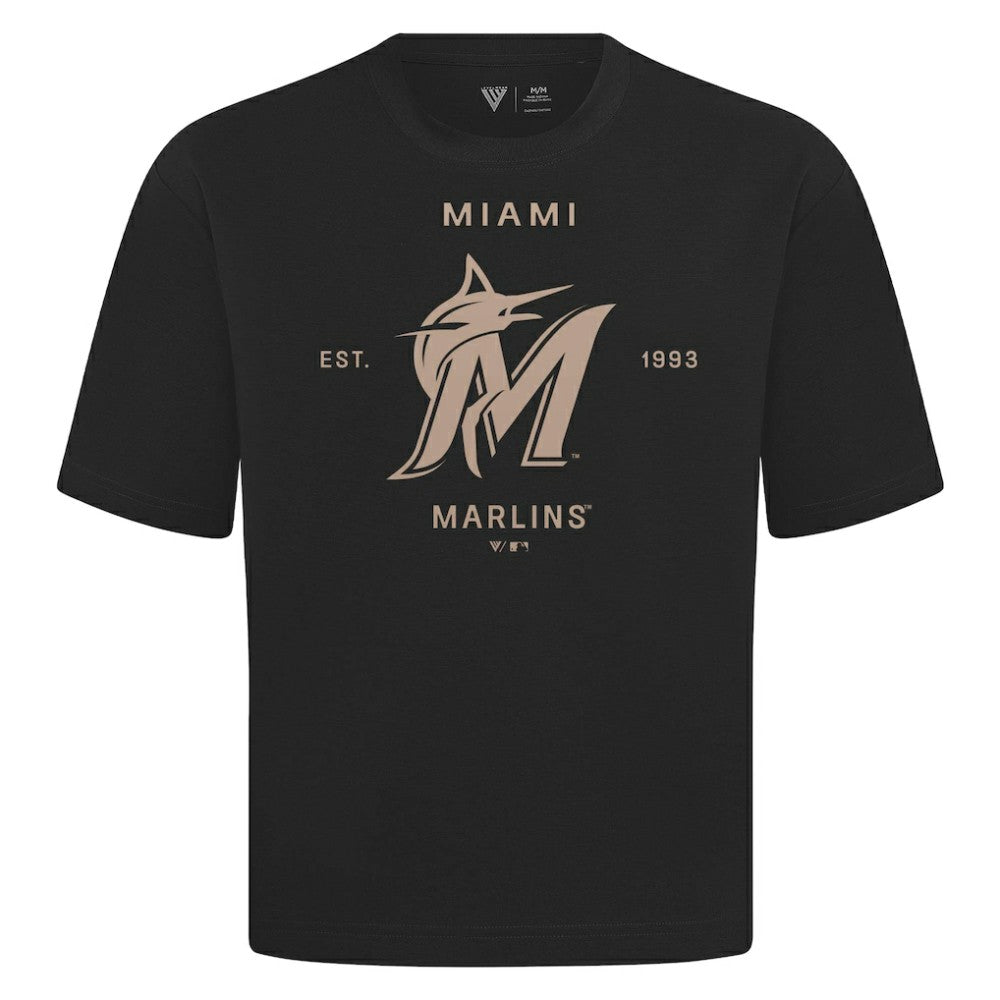 Miami Marlins Levelwear Crossway Oversized Luxe Signature Knit T-Shirt Clearance