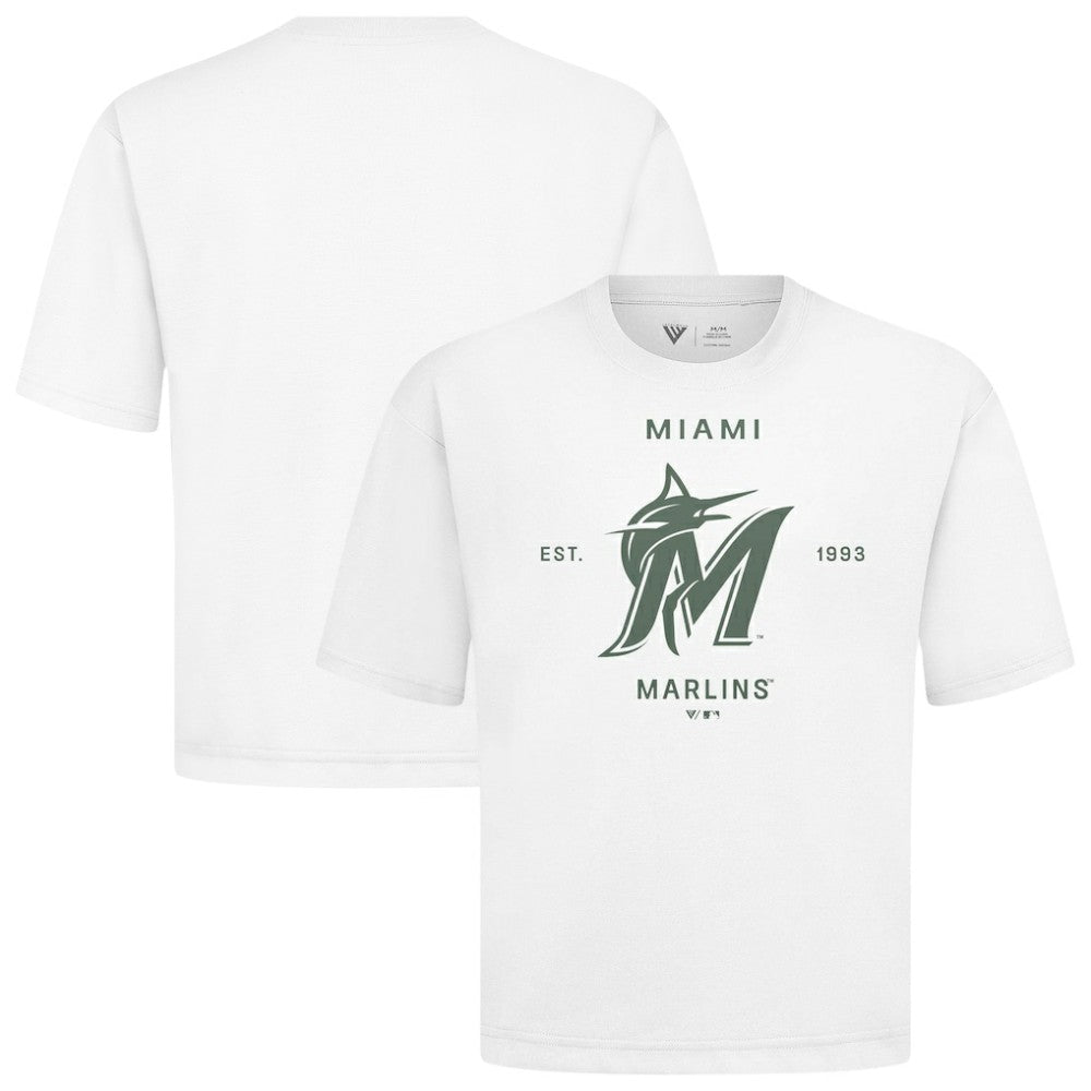 Miami Marlins Levelwear Crossway Oversized Luxe Signature Knit T-Shirt Lifestyle