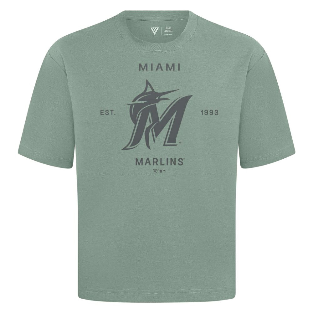 Miami Marlins Levelwear Crossway Oversized Luxe Signature Knit T-Shirt Lifestyle