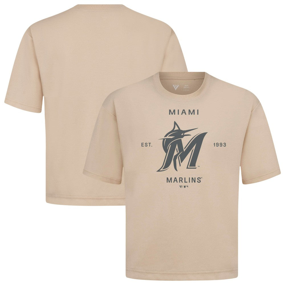 Miami Marlins Levelwear Crossway Oversized Luxe Signature Knit T-Shirt Clearance
