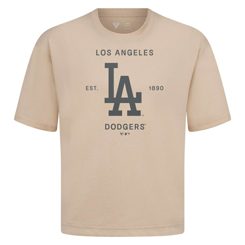 Los Angeles Dodgers Levelwear Crossway Oversized Luxe Signature Knit T-Shirt On Sale