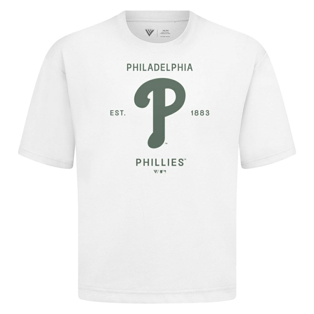 Philadelphia Phillies Levelwear Crossway Oversized Luxe Signature Knit T-Shirt On Sale
