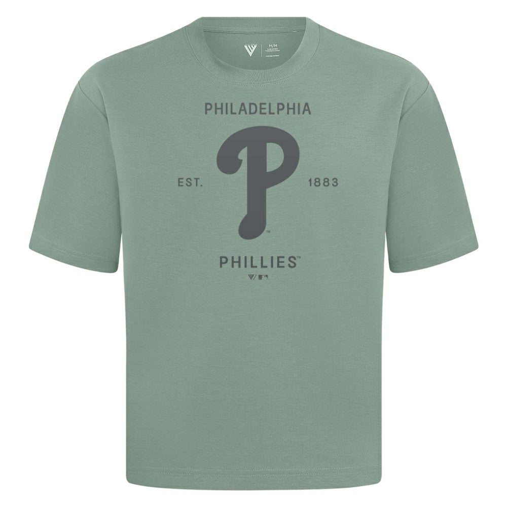 Philadelphia Phillies Levelwear Crossway Oversized Luxe Signature Knit T-Shirt On Sale