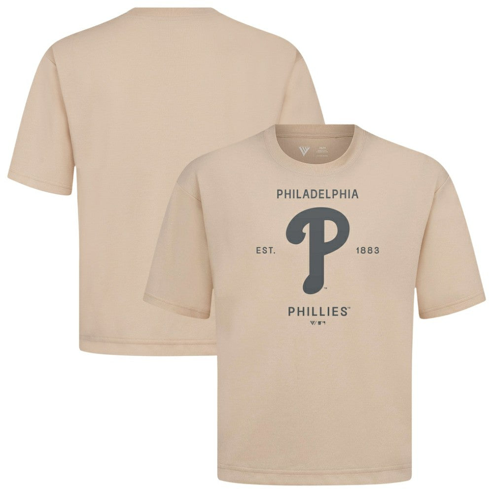 Philadelphia Phillies Levelwear Crossway Oversized Luxe Signature Knit T-Shirt On Sale