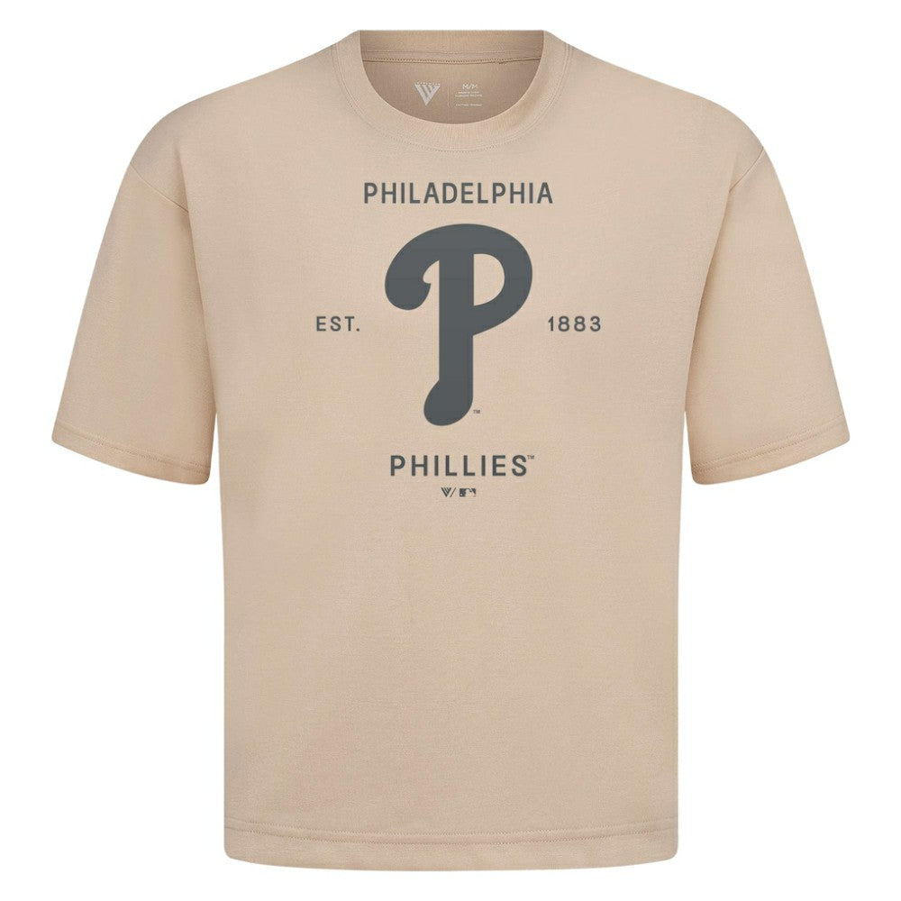 Philadelphia Phillies Levelwear Crossway Oversized Luxe Signature Knit T-Shirt On Sale