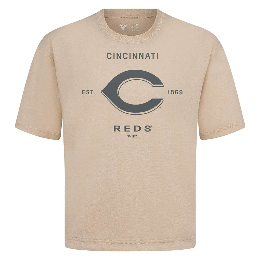 Cincinnati Reds Levelwear Crossway Oversized Luxe Signature Knit T-Shirt for sale