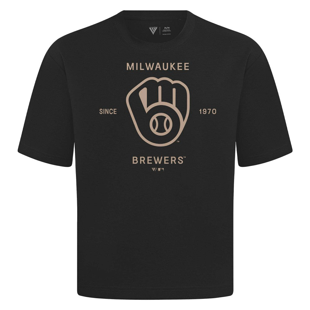 Milwaukee Brewers Levelwear Crossway Oversized Luxe Signature Knit T-Shirt Clearance