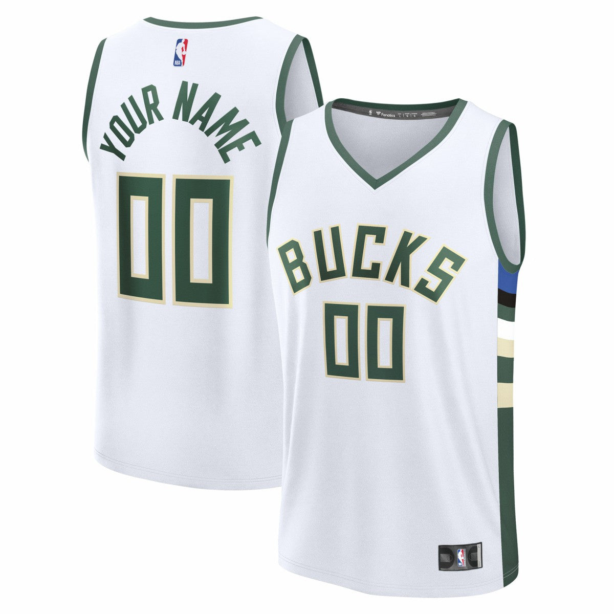 Fanatics - Milwaukee Bucks Fast Break Custom Jersey - Association Edition - White