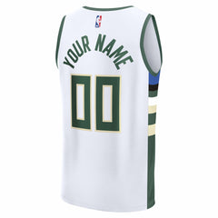Fanatics - Milwaukee Bucks Fast Break Custom Jersey - Association Edition - White