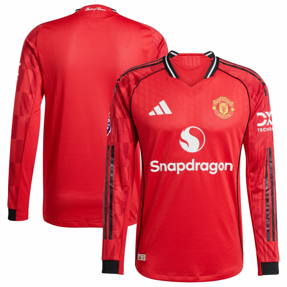 Adidas Manchester United Home 2025/26 Player Long Sleeve Jerseys - Red