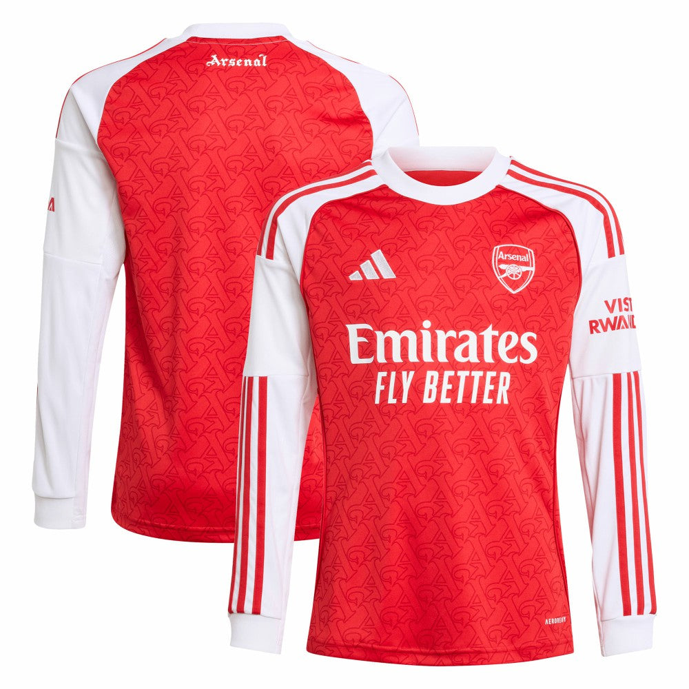 Adidas Arsenal Youth 2025/26 Home Replica Long Sleeve Jerseys - Red