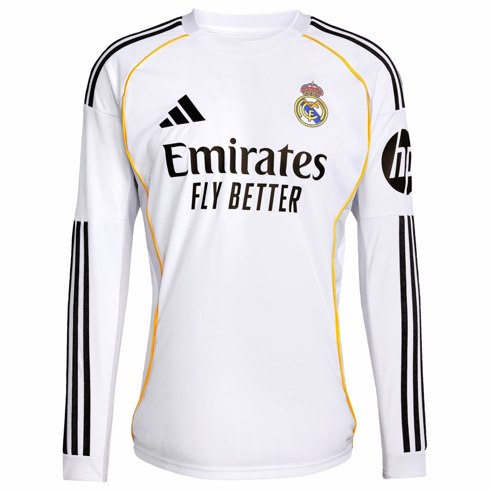Adidas Real Madrid 2025/26 Home Replica Long Sleeve Jerseys - White