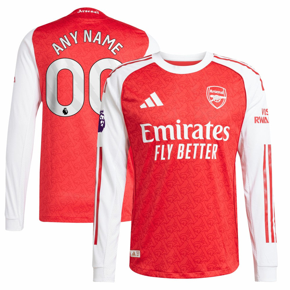 Adidas Arsenal 2025/26 Home Long Sleeve Custom Jerseys - Red