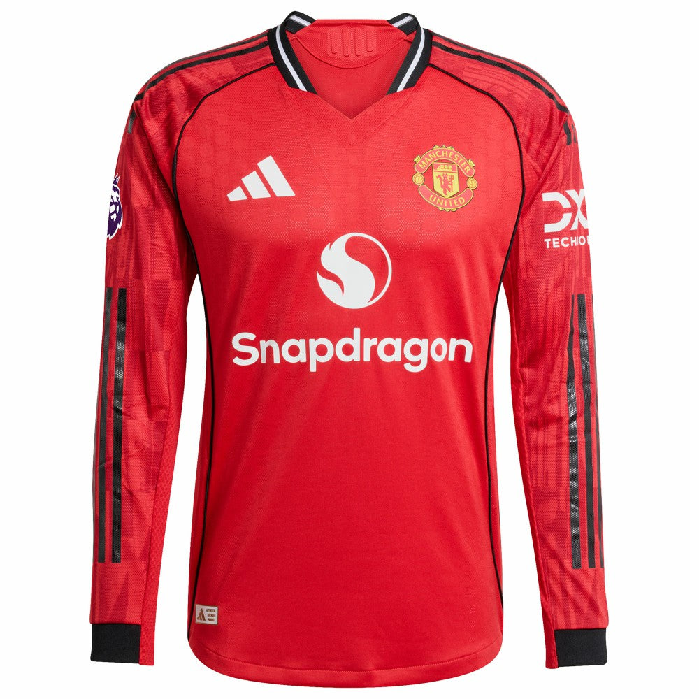 Adidas Manchester United Home 2025/26 Custom Long Sleeve Jerseys - Red