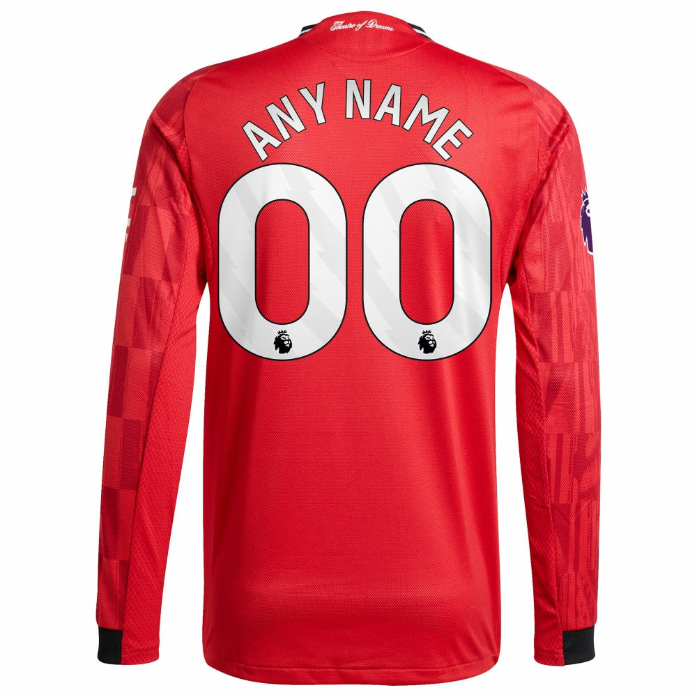 Adidas Manchester United Home 2025/26 Custom Long Sleeve Jerseys - Red