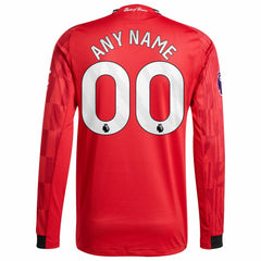 Adidas Manchester United Home 2025/26 Custom Long Sleeve Jerseys - Red