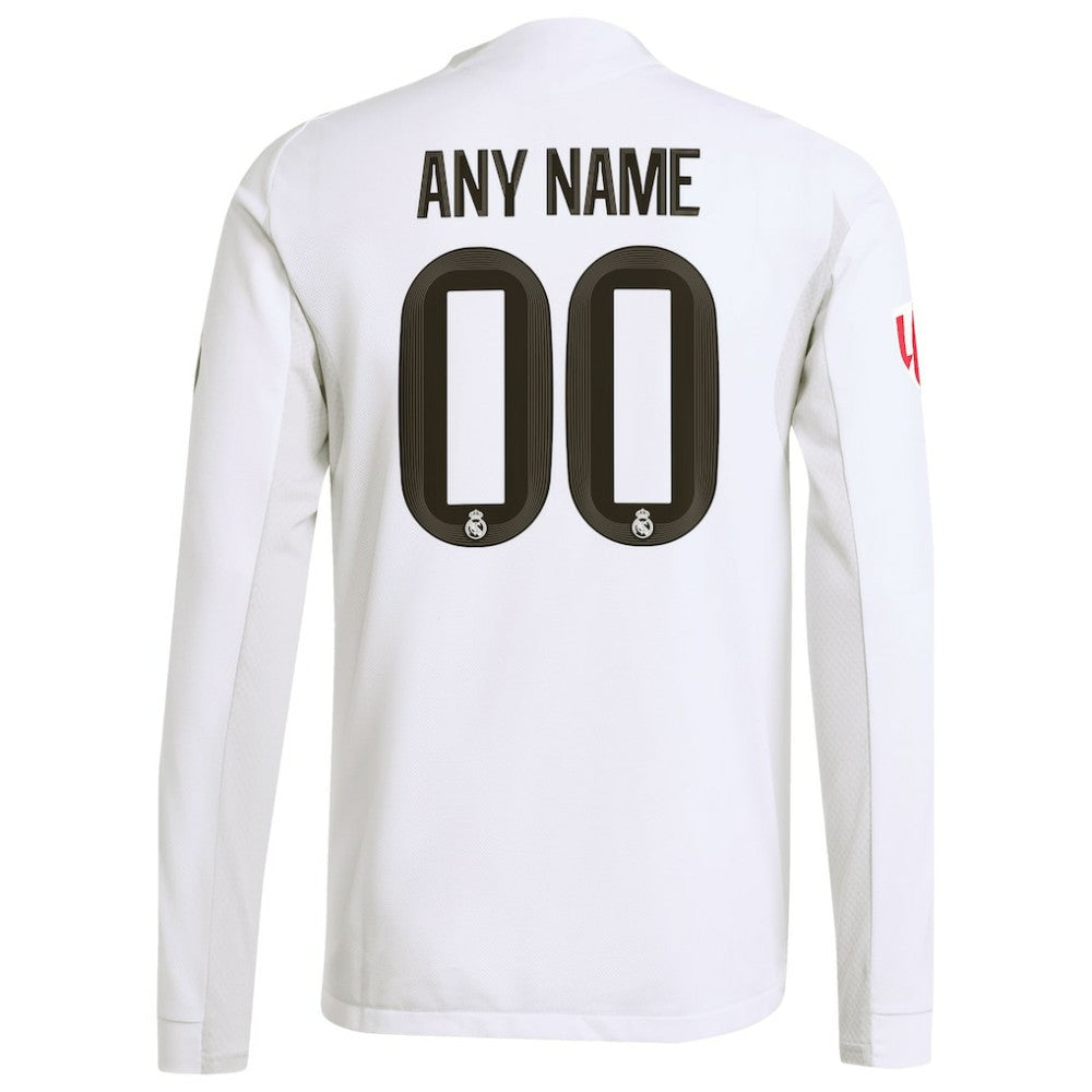 Adidas Real Madrid 2025/26 Home Long Sleeve Custom Jerseys - White