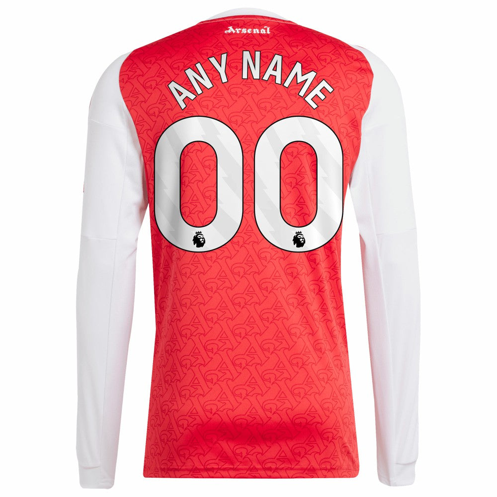 Adidas Arsenal 2025/26 Home Replica Long Sleeve Custom Jerseys - Red