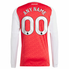 Adidas Arsenal 2025/26 Home Replica Long Sleeve Custom Jerseys - Red