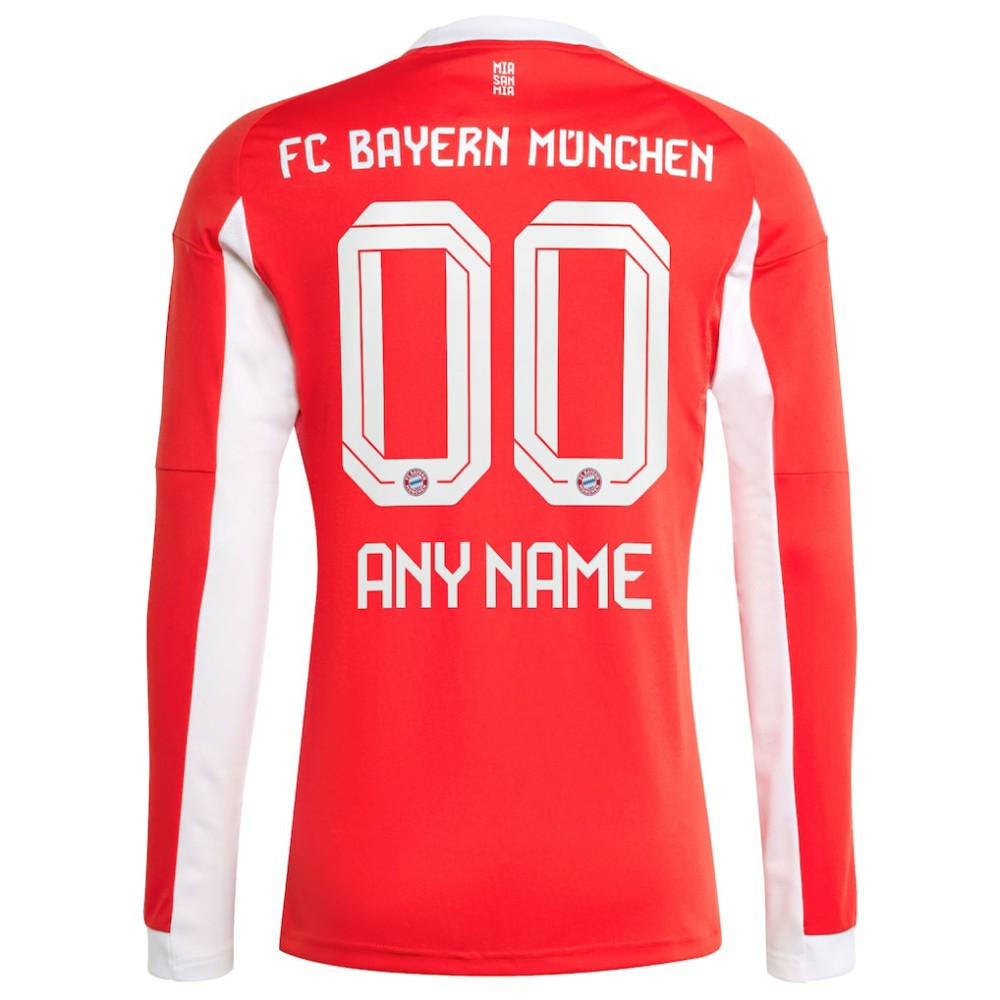 Adidas Bayern Munich 2025/26 Home Replica Long Sleeve Custom Jerseys - Red