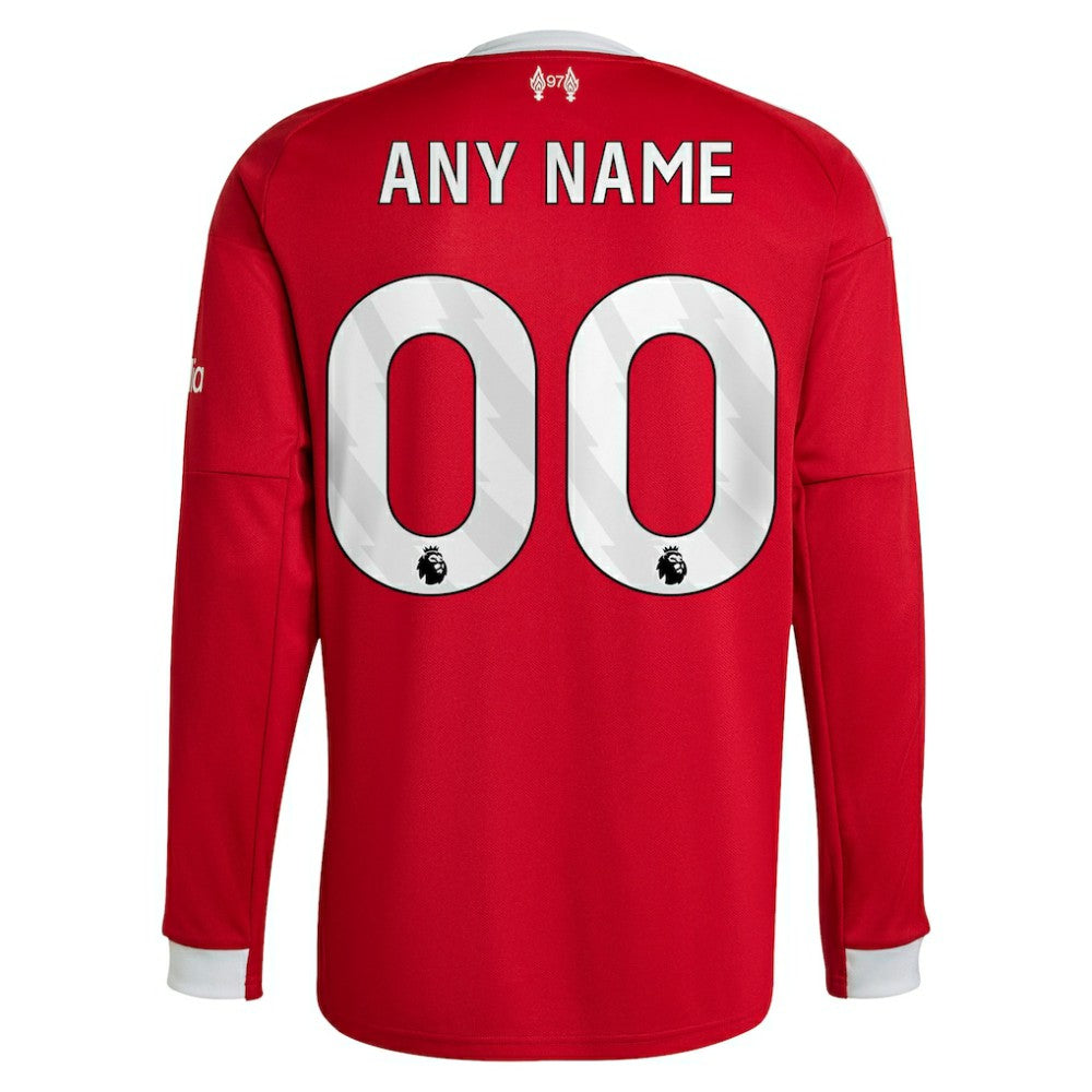 Adidas Liverpool 2025/26 Home Custom Replica Long Sleeve Jerseys - Red