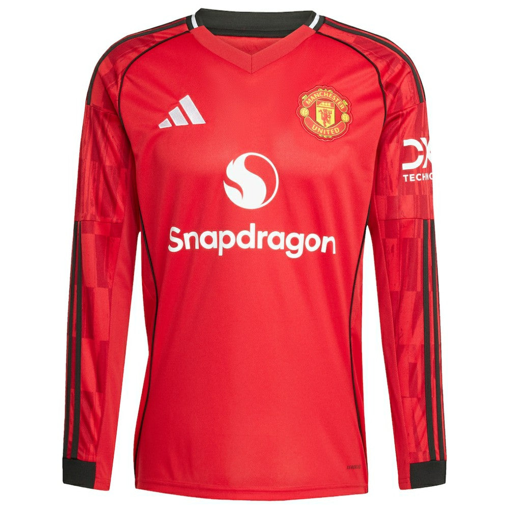 Adidas Manchester United Home 2025/26 Custom Replica Long Sleeve Jerseys - Red