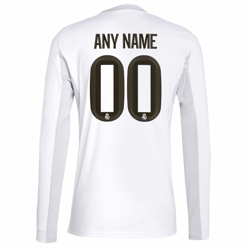 Adidas Real Madrid 2025/26 Home Replica Long Sleeve Custom Jerseys - White