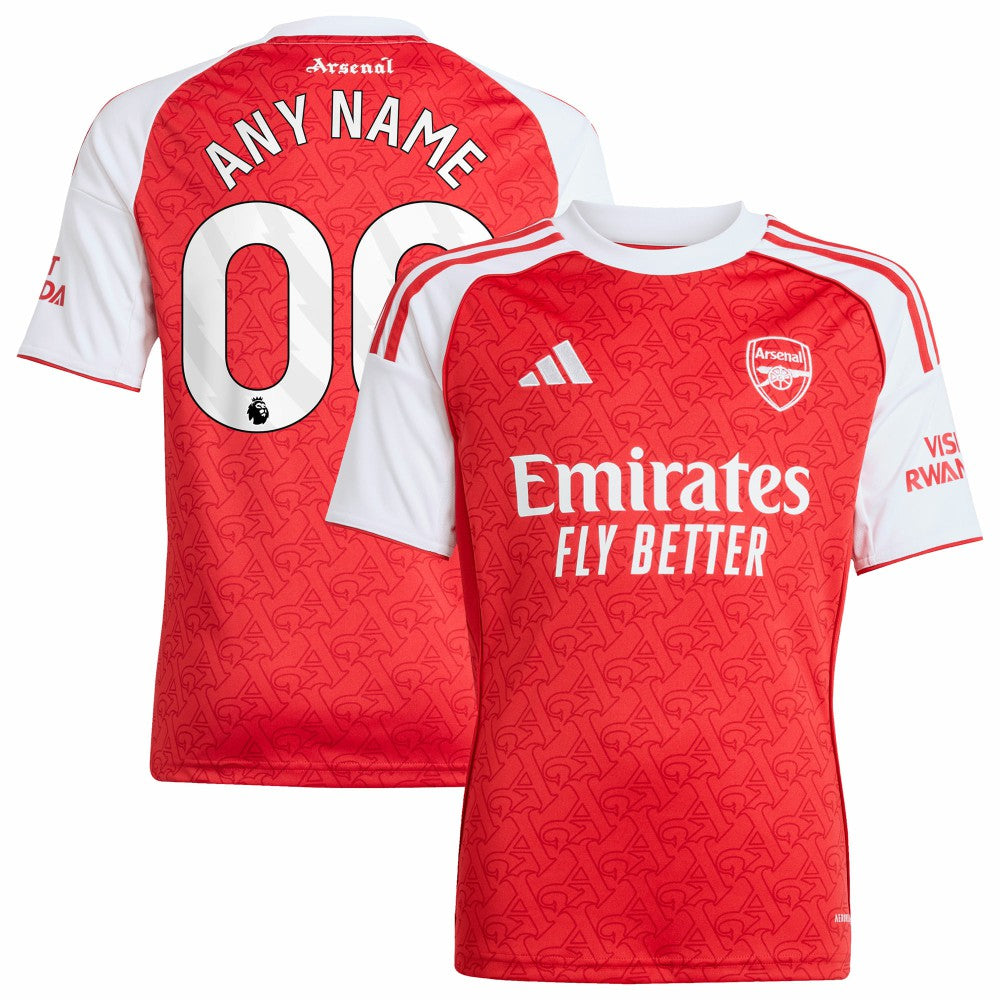 Adidas Arsenal Youth 2025/26 Home Replica Custom Jerseys - Red