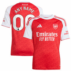 Adidas Arsenal Youth 2025/26 Home Replica Custom Jerseys - Red