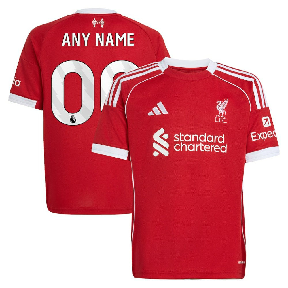 Adidas Liverpool Youth 2025/26 Home Custom Replica Jerseys - Red
