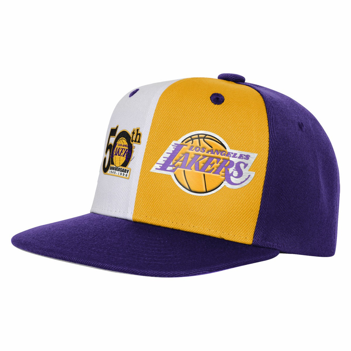 Mitchell & Ness - Los Angeles Lakers Youth 50th Anniversary Duo Front Snapback Hat - Purple