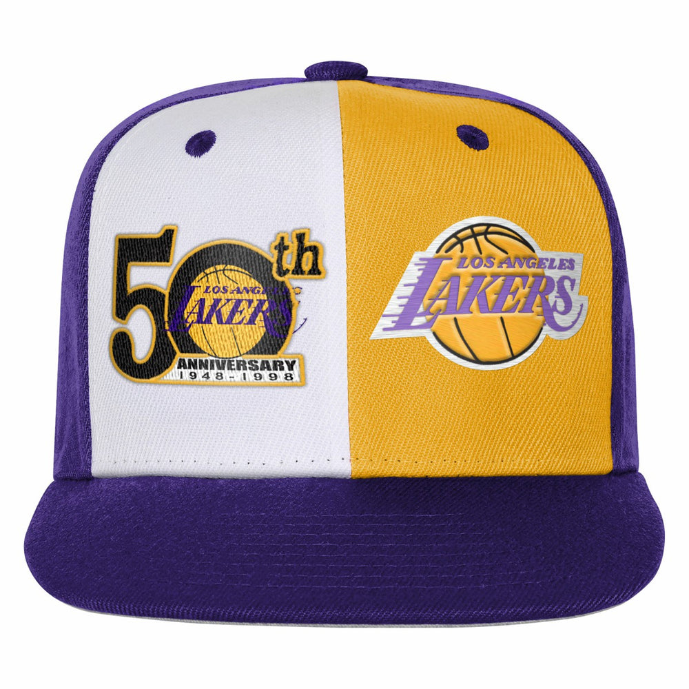 Mitchell & Ness - Los Angeles Lakers Youth 50th Anniversary Duo Front Snapback Hat - Purple