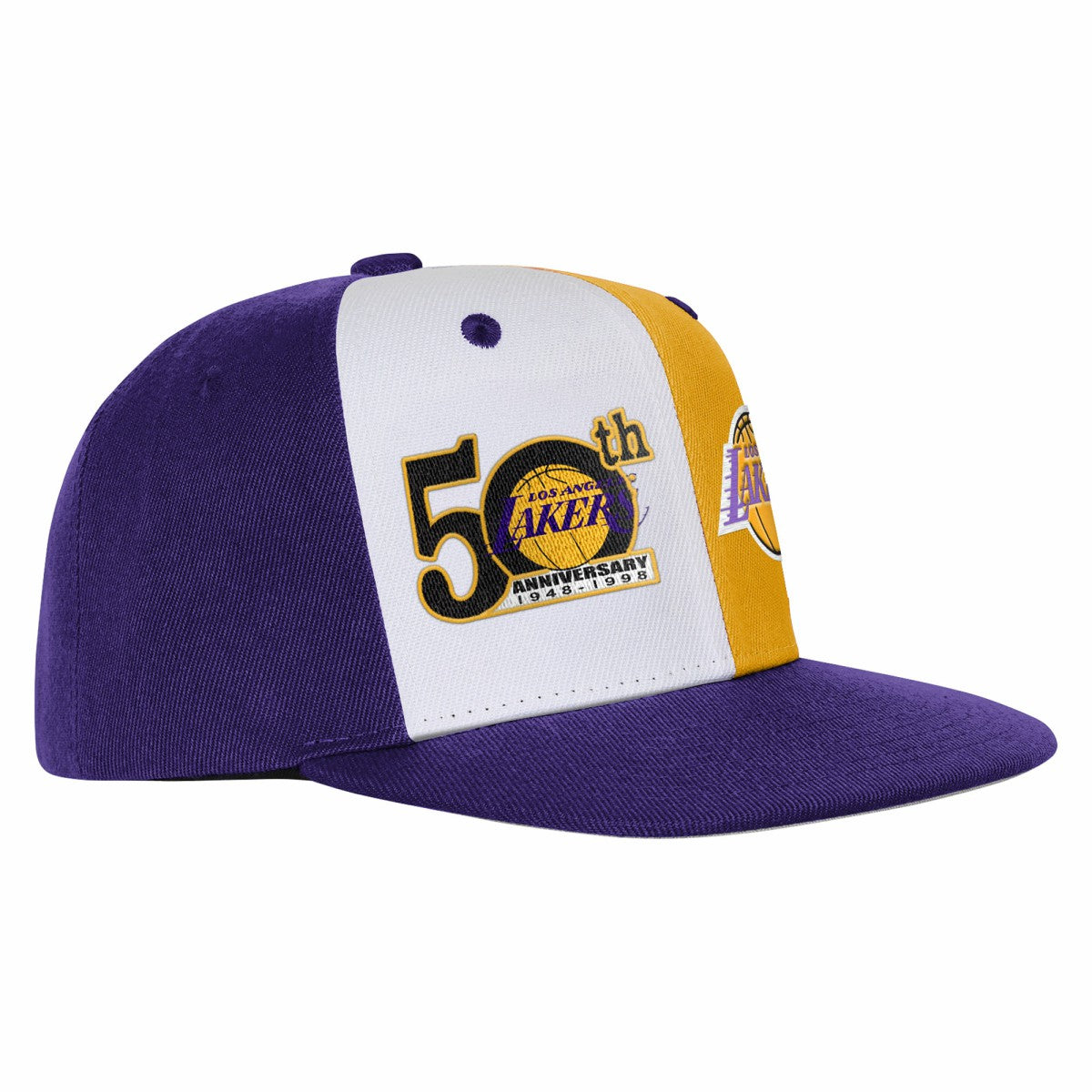 Mitchell & Ness - Los Angeles Lakers Youth 50th Anniversary Duo Front Snapback Hat - Purple