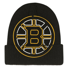 Boston Bruins Mitchell & Ness Youth Neon Line Lights Cuffed Knit Hat Black