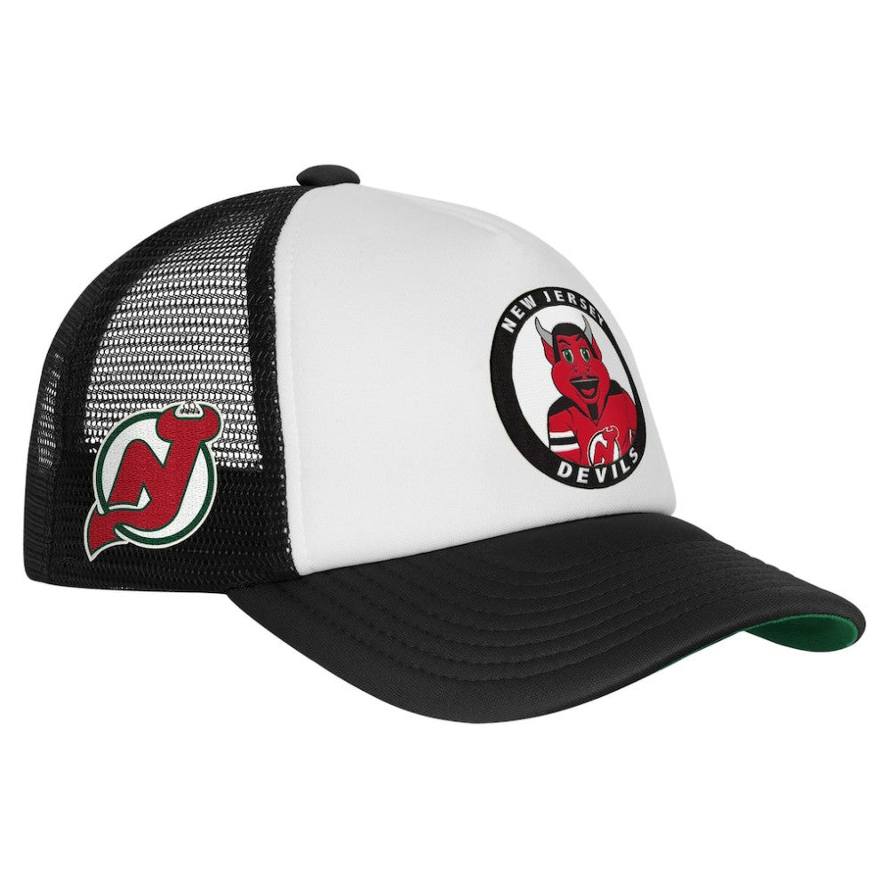 New Jersey Devils - Mitchell & Ness Youth Mascot Adjustable Trucker Hat White